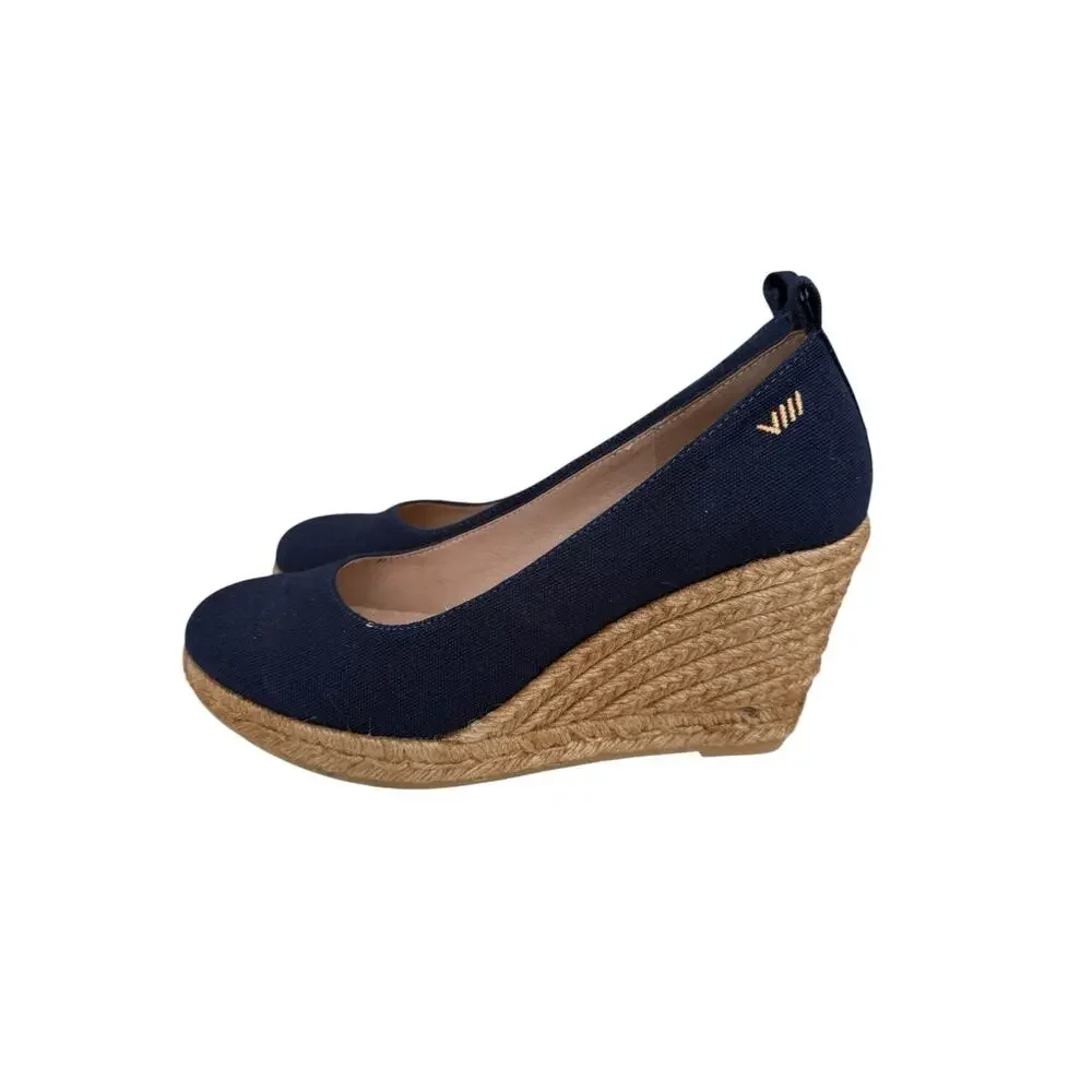 Viscata Barcelona Wedge Pumps Espadrilles Round Toe Navy Women's EU 40 Size 9
